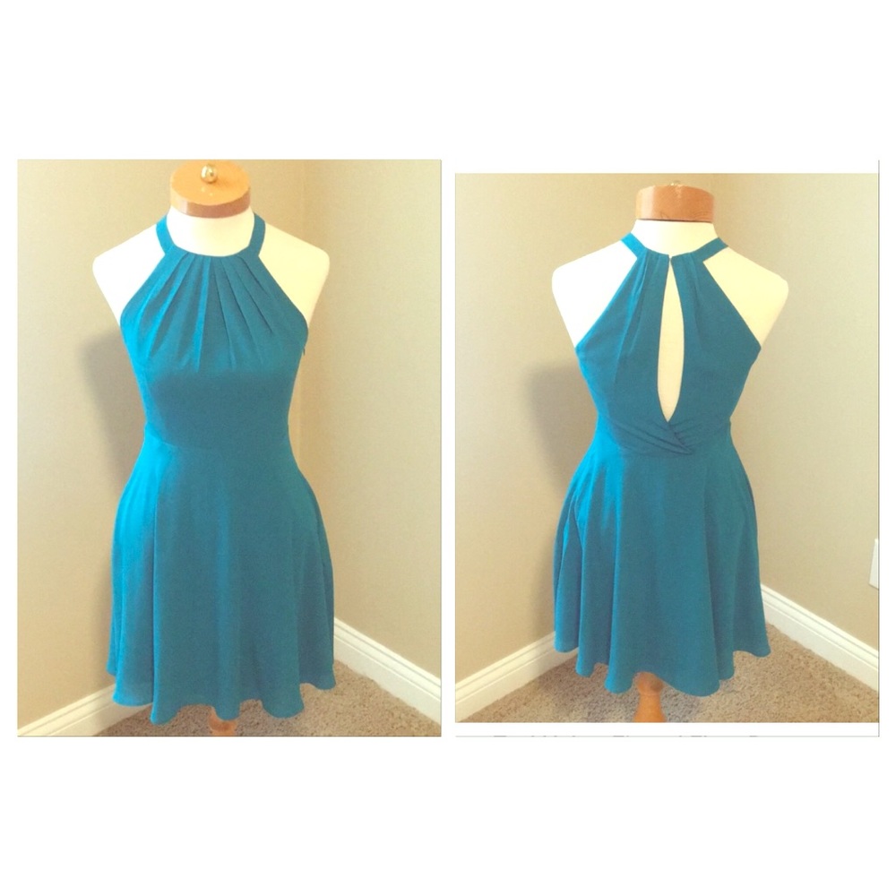 express dress halter teal NWOT
